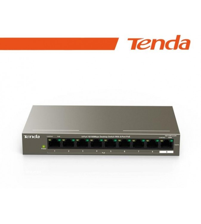 Tenda Switch Fast PoE - 9 porte (8 FE PoE + 1 FE) | TEF1109P-8-63W