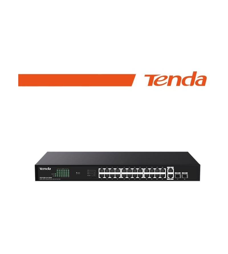 Tenda Switch Gigabit PoE - 28 porte (24 GE PoE + 2 GE + 2 SFP) | TEG1128P-24-250W