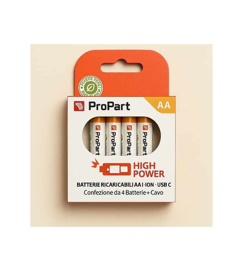 Batterie AA Ricaricabili USB‑C 1.5V 1750mAh – Confezione da 4