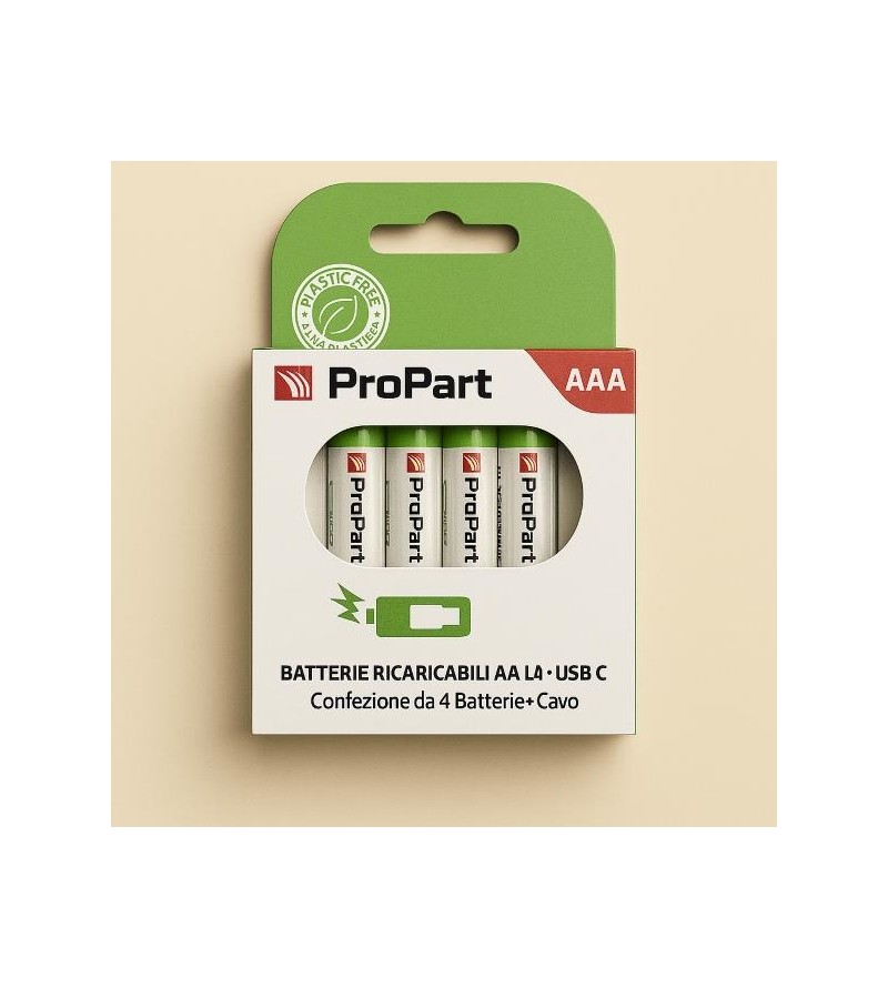 Batterie AAA Ricaricabili USB‑C 1.5V 356mAh – Confezione da 4