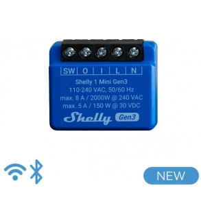 Shelly Mini 1 Gen3 - Smart Relay contatto pulito 8A AC/DC WiFi/BT/Matter