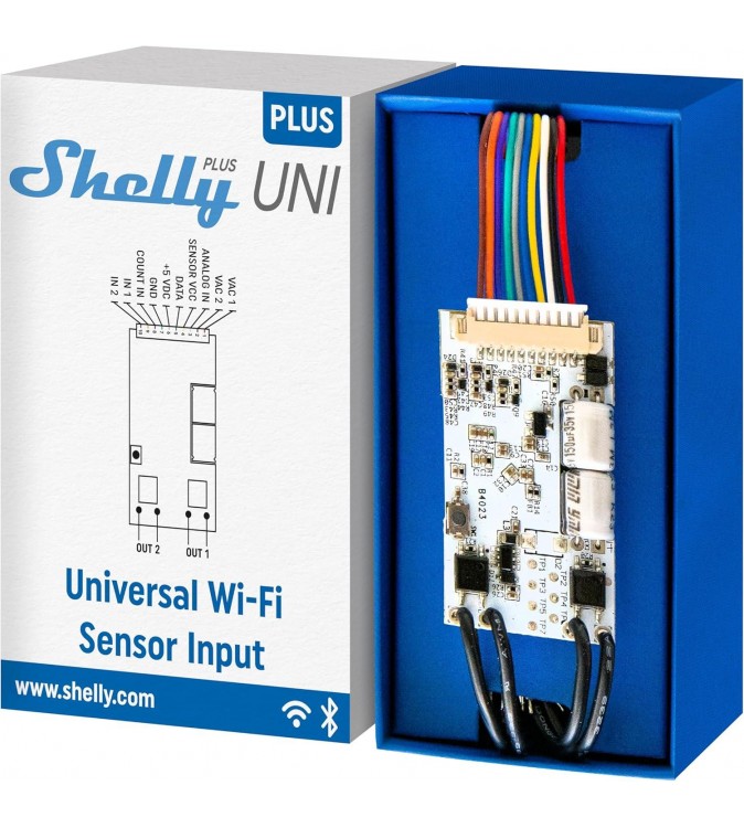 Shelly Plus Uni | Modulo Intelligente con Contatti Puliti Gestito via Wi-Fi e BL