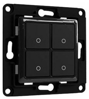 Shelly Wall Switch 4 - Pulsanti filari da parete 4 tasti nero con supp relay