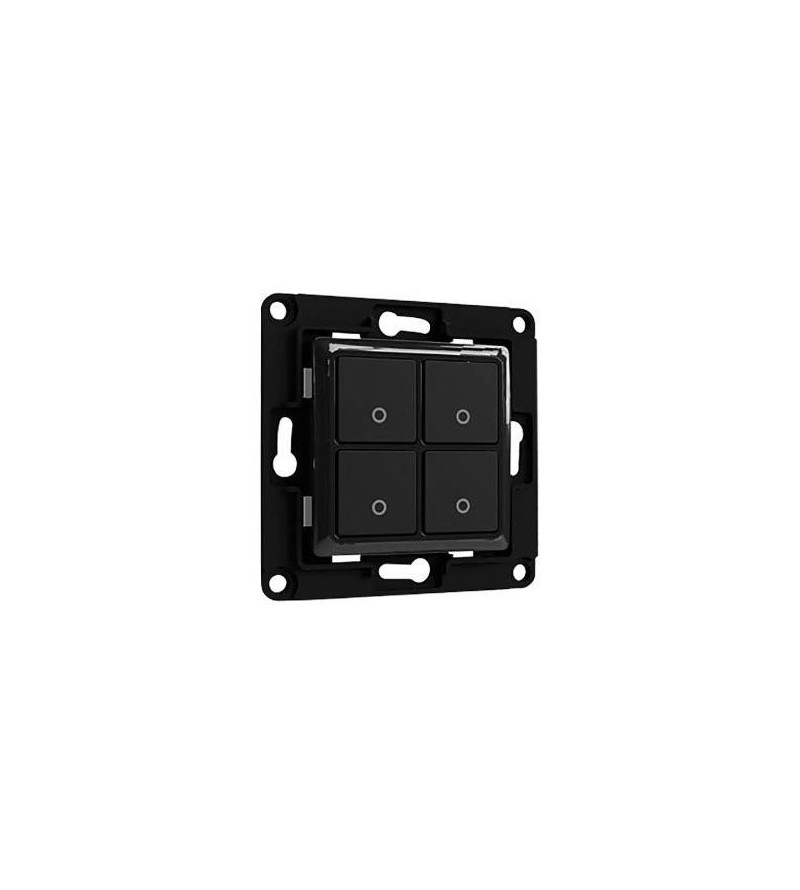 Shelly Wall Switch 4 - Pulsanti filari da parete 4 tasti nero con supp relay