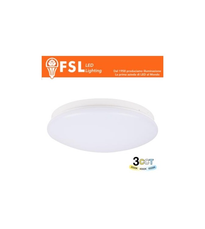 Plafoniera LED 18W Ø312*82mm - 3 in 1 CCT (3000-4000-6500K) IP44