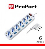 Multipresa 6pos bipasso/schuko spina16A +interr. multipli