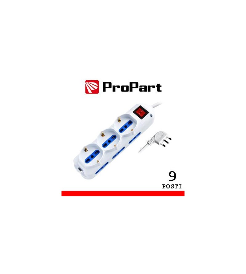 Multipresa 9pos bipasso + bipasso/schuko spina16A +int nera