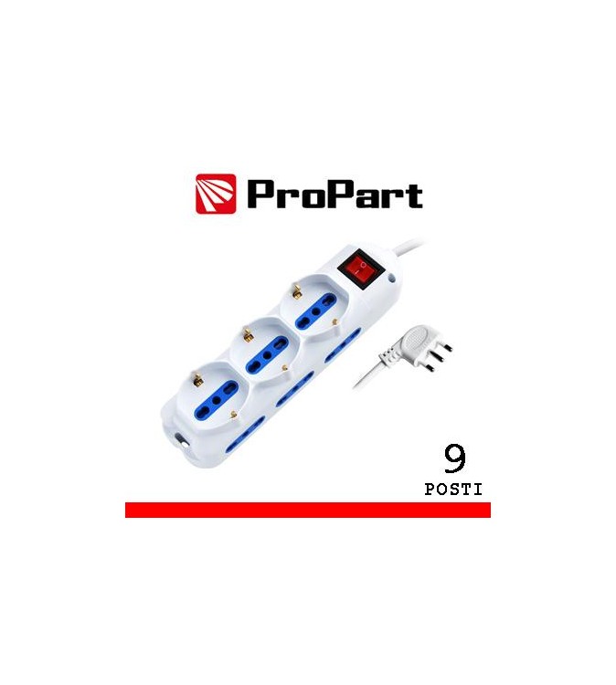 Multipresa 9pos bipasso + bipasso/schuko spina16A +int nera