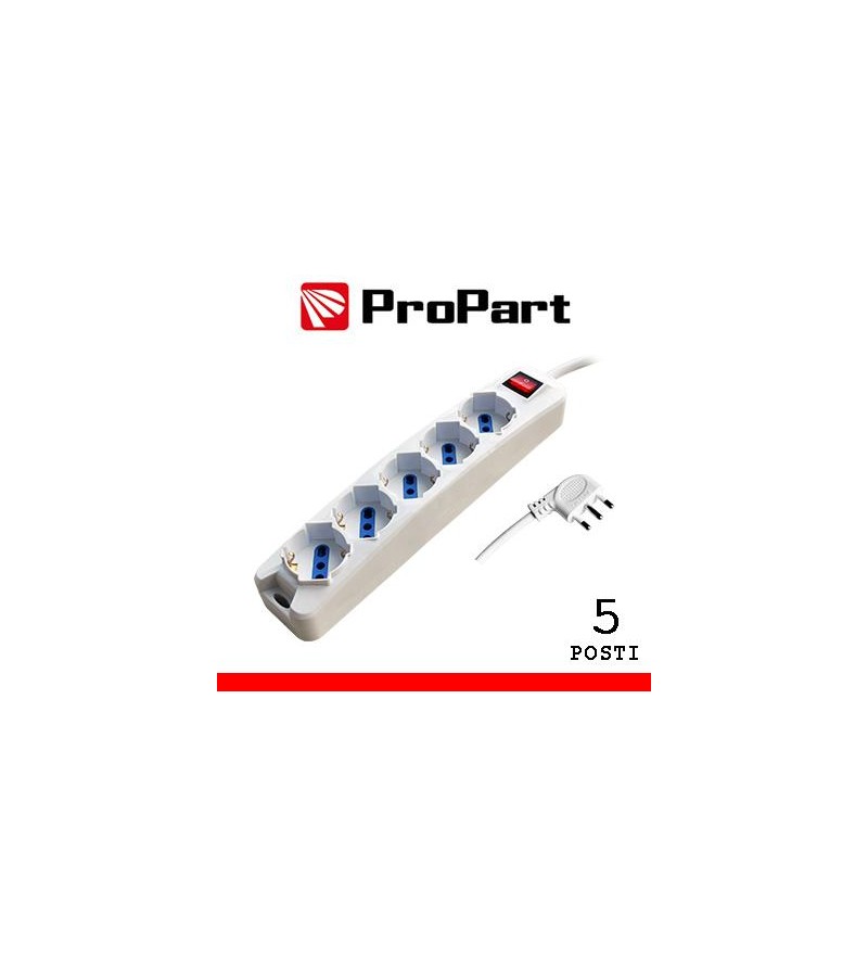 Multipresa 5pos bipasso/schuko spina16A +interr.