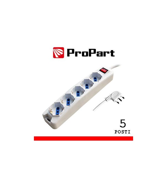 Multipresa 5pos bipasso/schuko spina16A +interr.