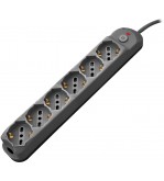 Multipresa 6pos bipasso/schuko + interrutt nuovo modello nera Spina 16A