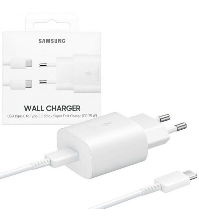 Caricabatteria Originale Samsung EP-TA800XWE 25W con Cavo