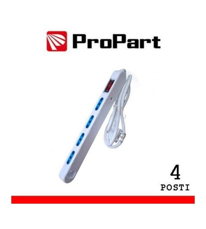 Multipresa Salvaspazio 4posti 2P+T bipasso con protez Spina 10A + interr