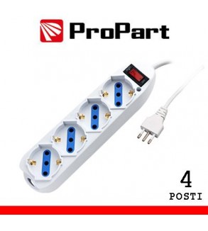 Multipresa 4pos bipasso/schuko spina10A +interr.