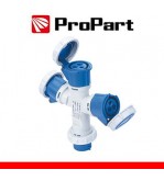 Adattatore triplo Spina ind.16A 2P+T 220-250V CEE IP67