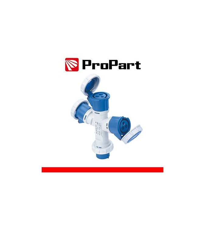Adattatore triplo Spina ind.16A 2P+T 220-250V CEE IP67