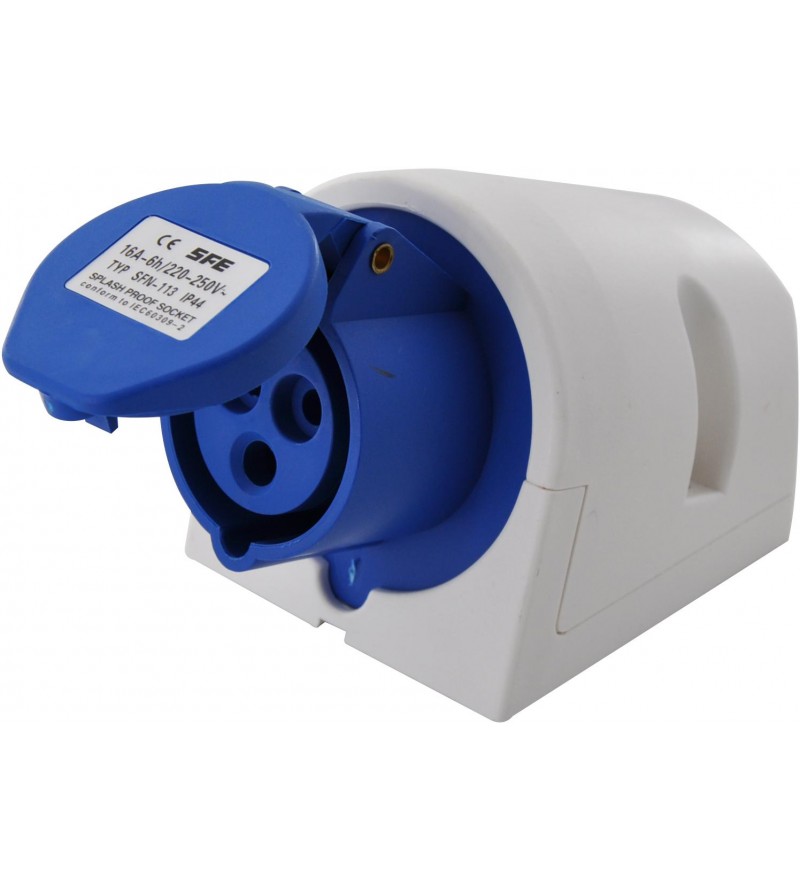 Presa a muro Indust. CEE 16A-6h 2P+T 220-250V IP44