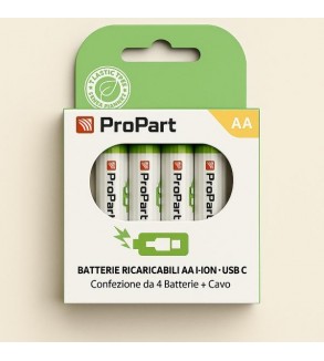 Batterie AA Ricaricabili USB‑C 1.5V 1250mAh - Confezione da 4