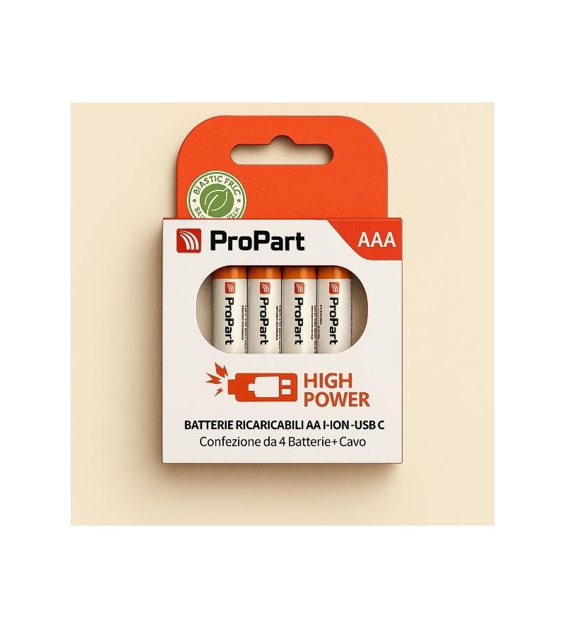Batterie AAA Ricaricabili USB‑C 1.5V 435mAh – Confezione da 4