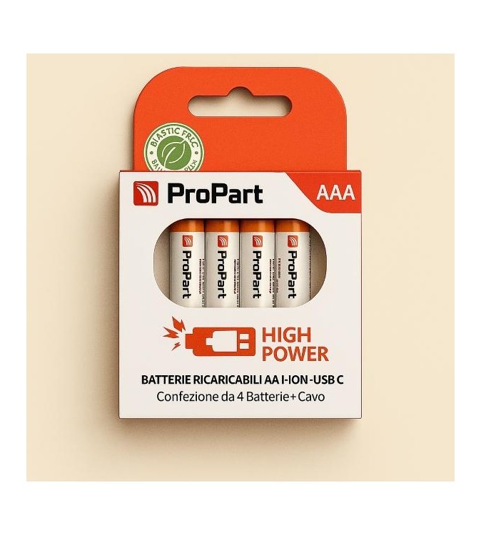 Batterie AAA Ricaricabili USB‑C 1.5V 435mAh – Confezione da 4