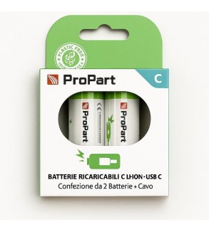 Batterie C Ricaricabili USB‑C 1.5V 4200mAh – Confezione da 2