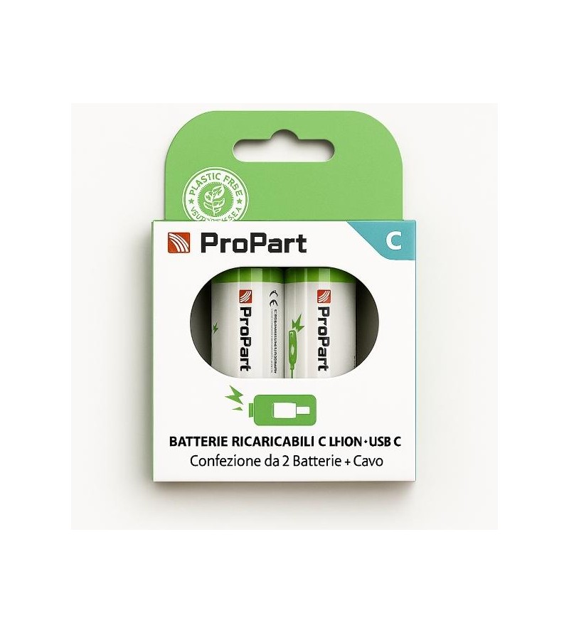 Batterie C Ricaricabili USB‑C 1.5V 4200mAh – Confezione da 2