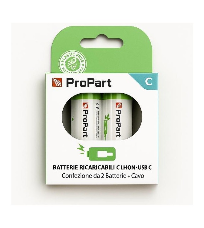 Batterie C Ricaricabili USB‑C 1.5V 4200mAh – Confezione da 2