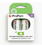Batterie D Ricaricabili USB‑C 1.5V 4200mAh – Confezione da 2