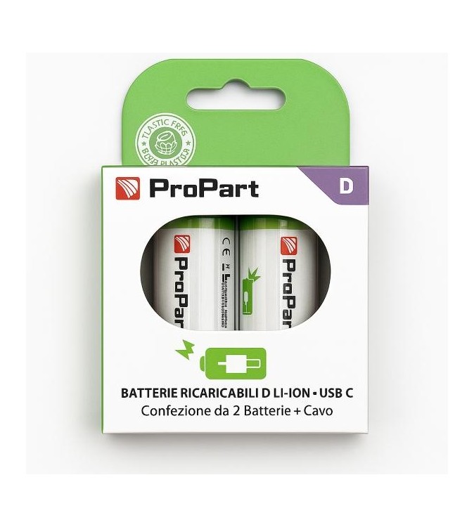 Batterie D Ricaricabili USB‑C 1.5V 4200mAh – Confezione da 2