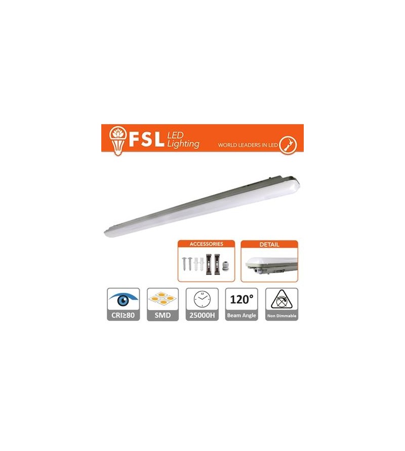 Plafoniera Stagna 36W - 4000K 3100LM 120º 1198x85x66mm IP65
