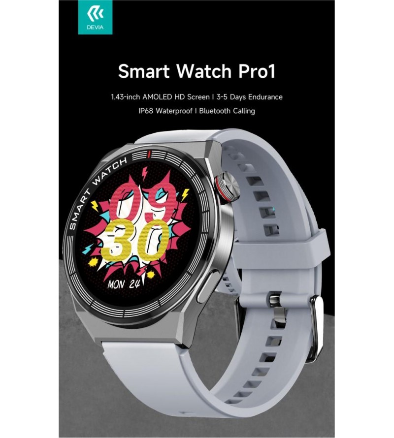 DEVIA Smart Watch Pro1 EM705 IP68 Display Amoled HD Silver