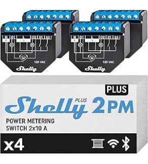 Shelly Plus 2PM - FOUR PACK Smart Relay Tapparelle 16A AC/DC WiFi + PM