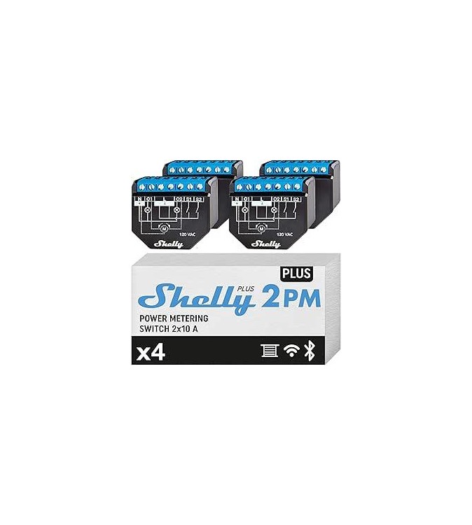 Shelly Plus 2PM - FOUR PACK Smart Relay Tapparelle 16A AC/DC WiFi + PM