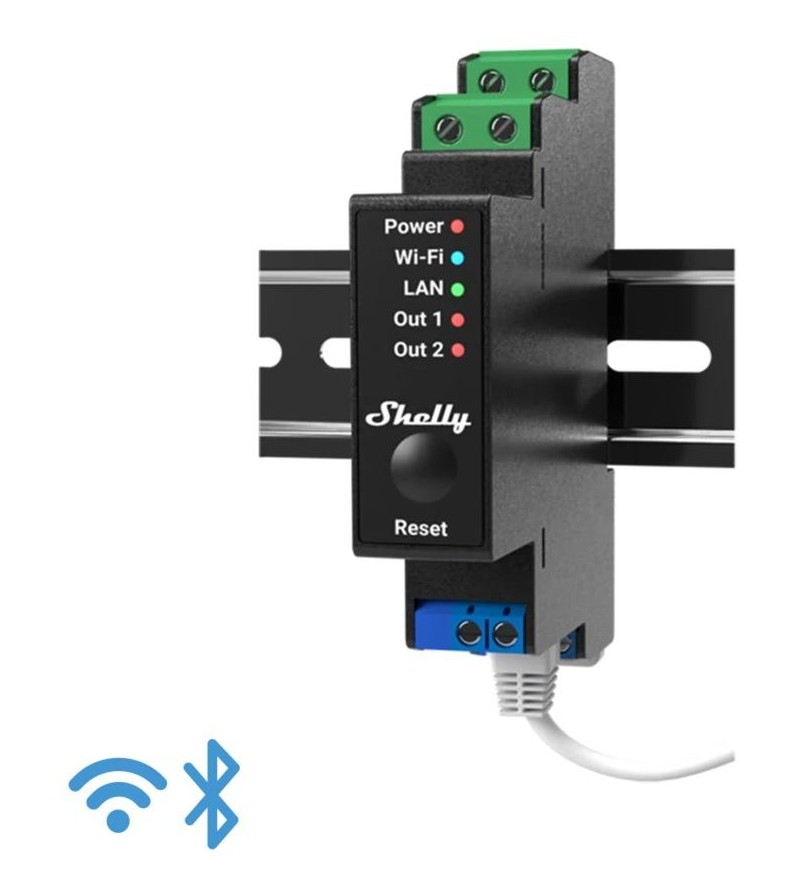 Shelly Pro 2PM - IP Smart Relay DIN 2ch. LAN/WiFi/BT + PM