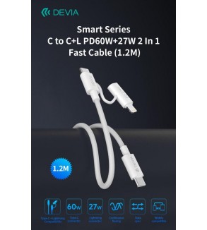 Cavo carica rapida da C a C + Lightning  PD 60W 3A 1,2 Metri Nero