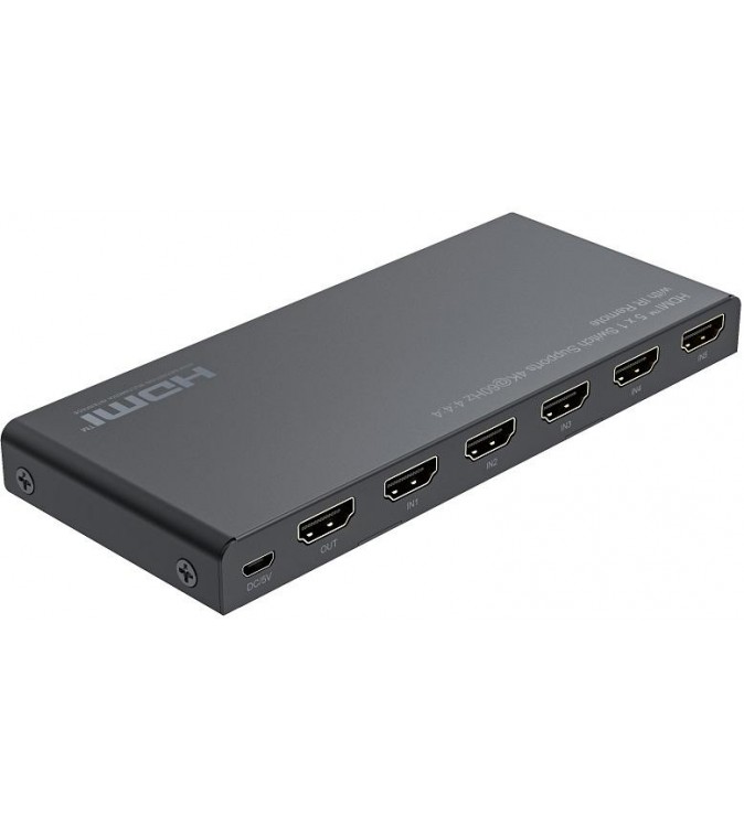 Switch 5x1 HDMI 2.0 18G 4k@60hz HDR, con telecomando IR