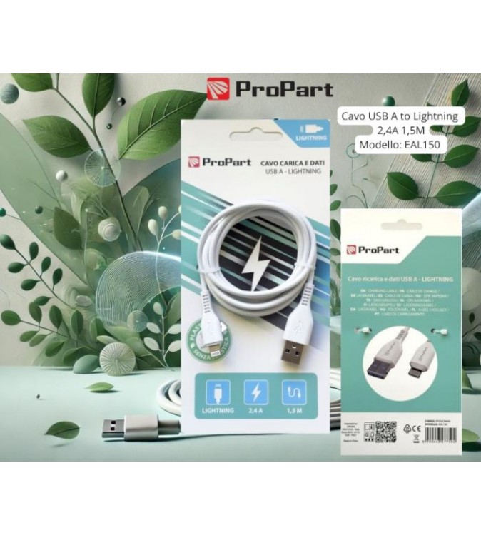 Cavo Lightning Apple 5V 2.4A 1.5mt Carica e dati Bianco