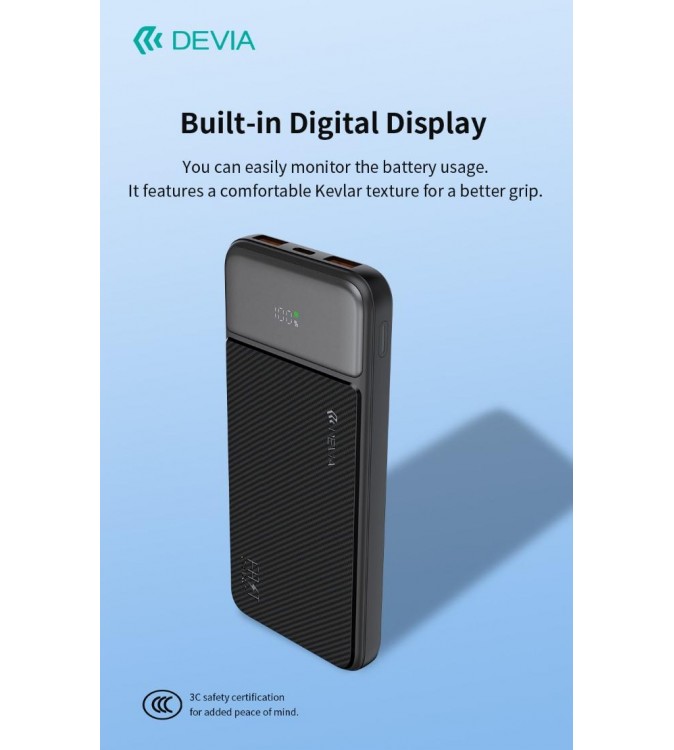 Power bank completamente compatibile 22,5 W con display digitale 10000 mAh Nero