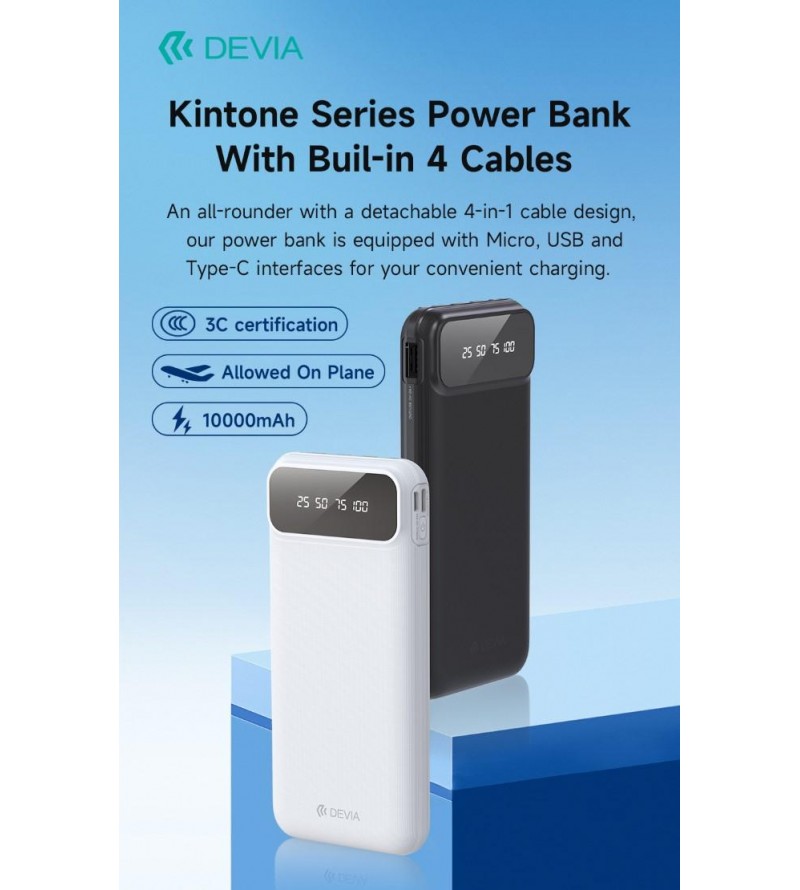 Power Bank serie Kintone con 4 cavi integrati 10000 mAh Bian