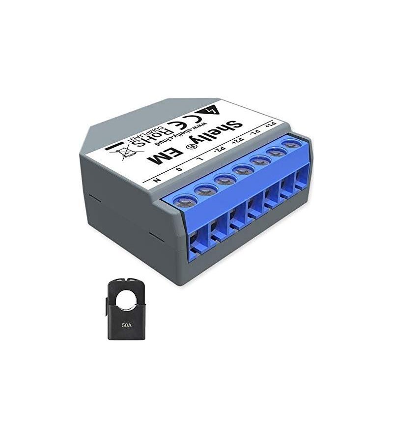 Shelly EM - Modul contatore energia Wi-Fi + pinza amperometrica 50A