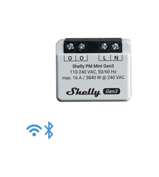 Shelly Mini PM Gen3 - Solo misurazione consumi Wi-FI/BT (no relay/no input) Gen3