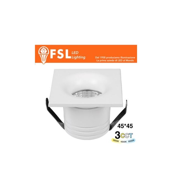 ORION - Punto luce LED Ottica arretrata QUADRATO - 4W 3CCT 45*45*36mm -Eaglerise