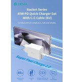 Carica Batterie PD 45 Watt con cavo da C a C per carica rapida bianco