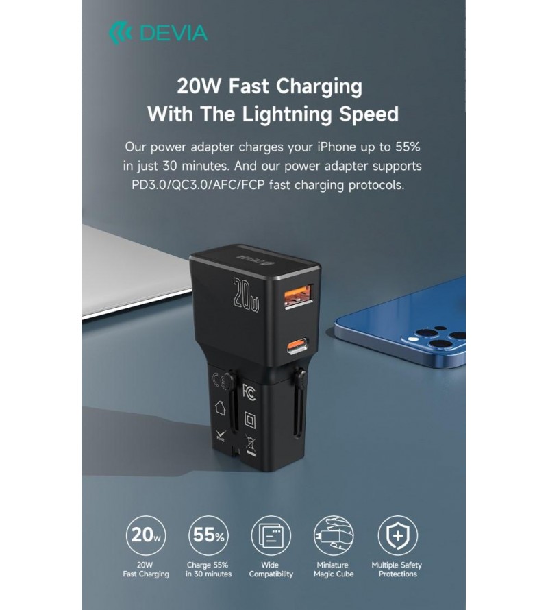 Caricatore 20W PD+QC MINI da Viaggio con Spine Universali