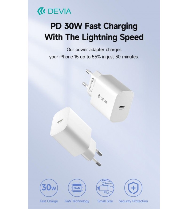 Carica Batterie Uscita Tipo-C carica rapida PD 30 Watt GaN