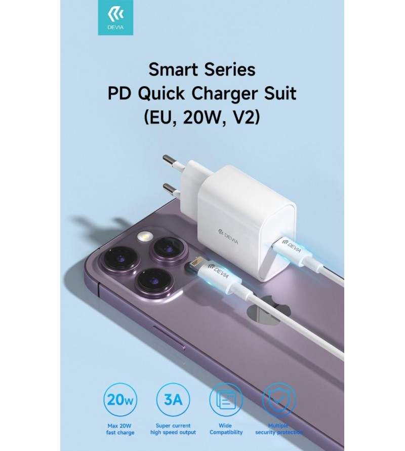 Carica batteria rapido PD 20W con Cavo Tipo-C a Lightning