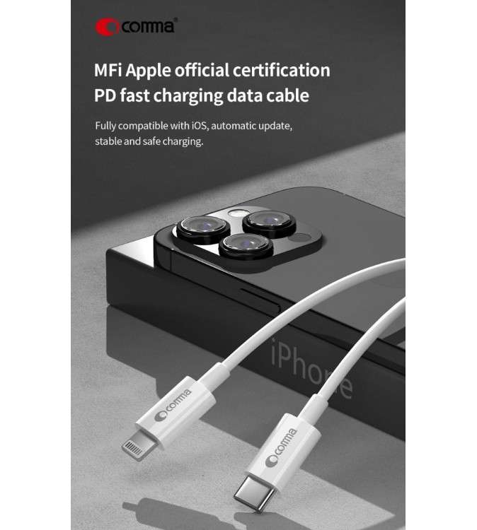 Cavo carica e dati 1,5m 3A Certific. MFI Tipo-C a Lightning
