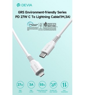 Cavo Certificato GRS da Tipo C a Lightning 27W 3A 1 Mt PD