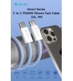 Cavo intrecciato Fast serie Smart da C a C PD 60 W 1mt Rosa