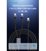 Cavo Carica rapida da C a C+L 60W+12W 1,2 Metri 3 Amper